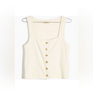 Madewell button front square neck ribbed tank top - Extra Small - New w Tags